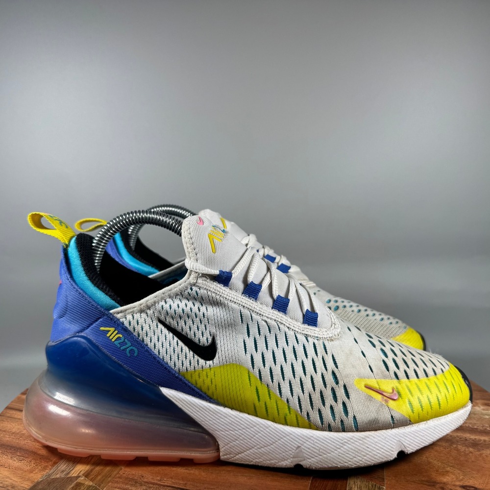 Nike Air Max 270 Multi Color White Blue Yellow Pink Size 7Y Womens 8.5